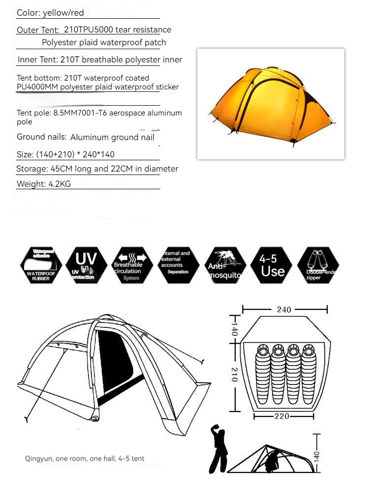 Cheap Goat Tents Good Quality Double Layer 3 4 Person Waterproof Pu5000mm Ultralight Ultralarge Outdoor Tent Tente De Camping Barraca Bivvy Tents